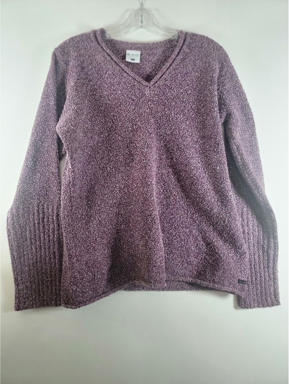 Columbia Women's XL Purple Marled Knit V-Neck Sweater